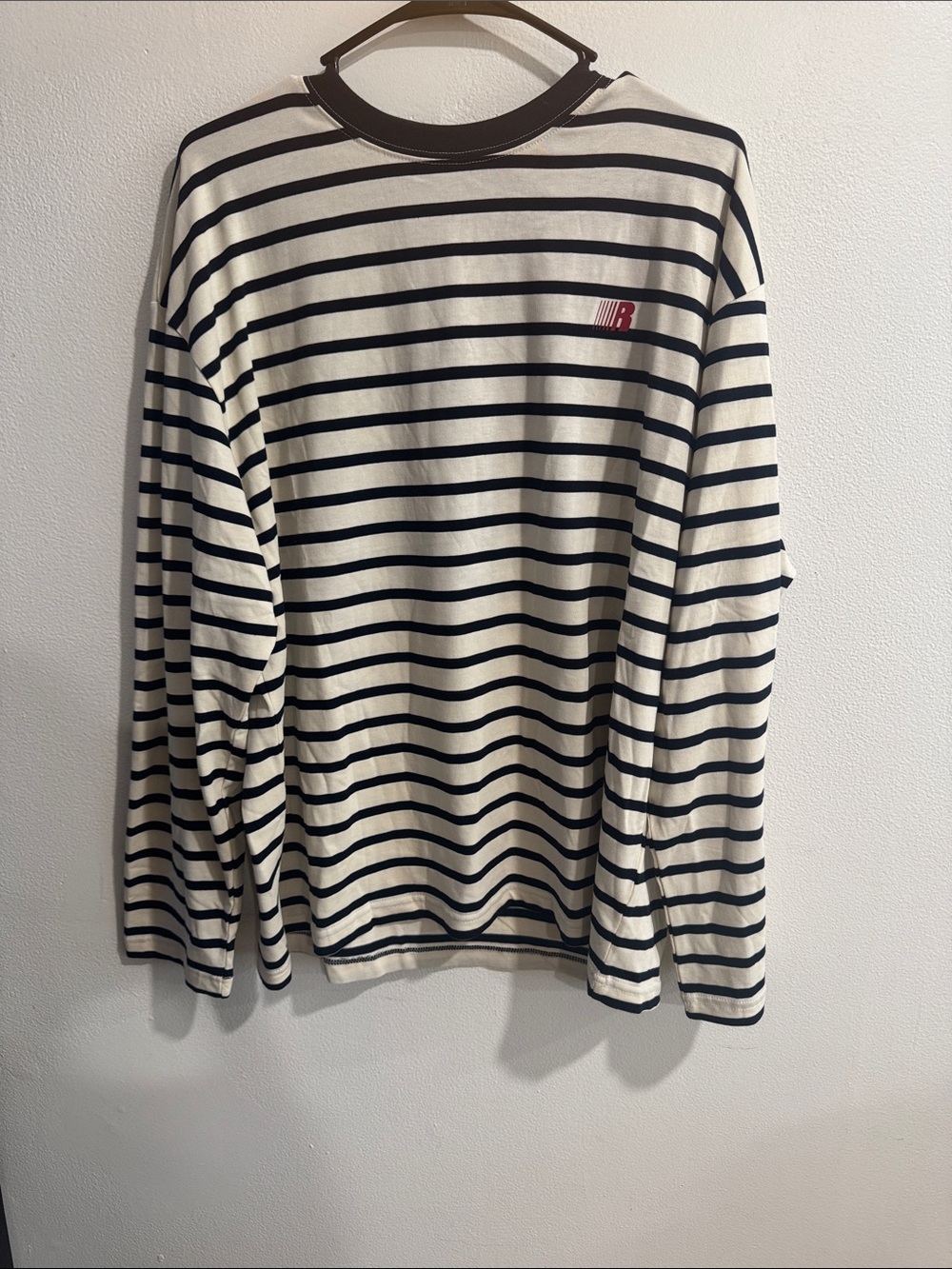 Striped Long Sleeve Tee - Black & Cream - Unbranded